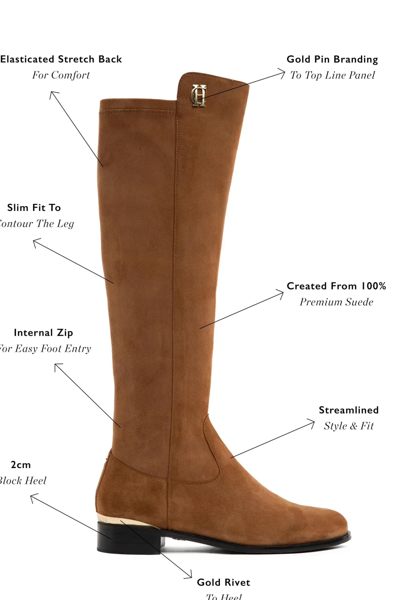 Holland Cooper Boots|Footwear-Albany Knee Boot Tan Suede