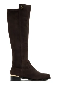 Holland Cooper Boots|Footwear-Albany Knee Boot Chocolate Suede