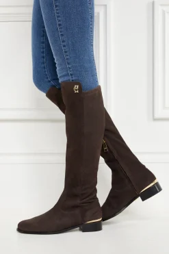 Holland Cooper Boots|Footwear-Albany Knee Boot Chocolate Suede