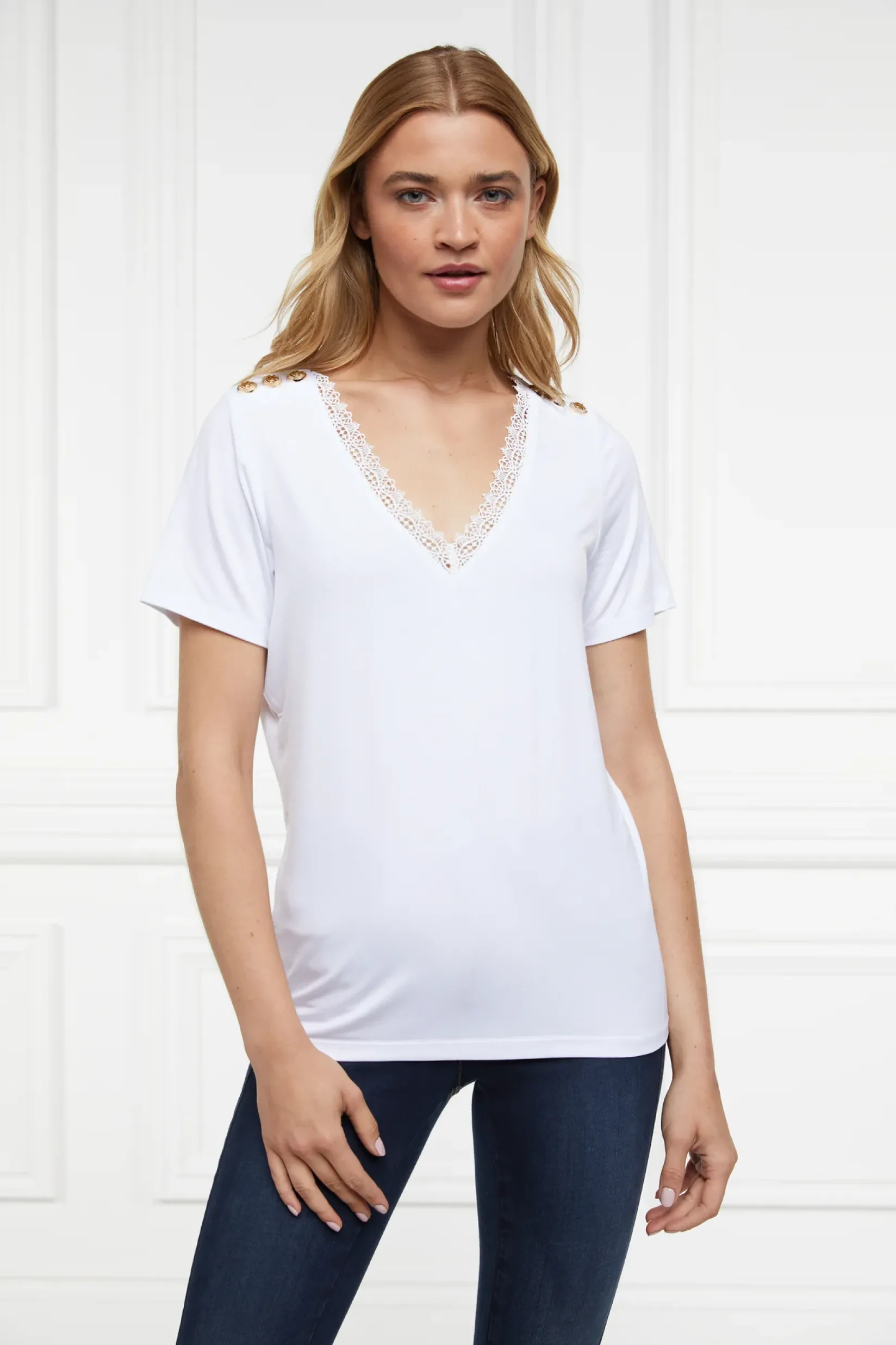 Holland Cooper Tees|Tops-Amelia Tee White