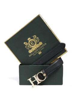 Holland Cooper Belts|Belts-Atelier Slim Logo Belt Black