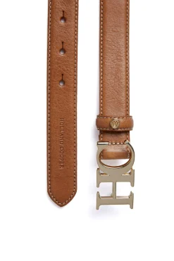 Holland Cooper Belts|Belts-Atelier Slim Logo Belt Tan Contrast