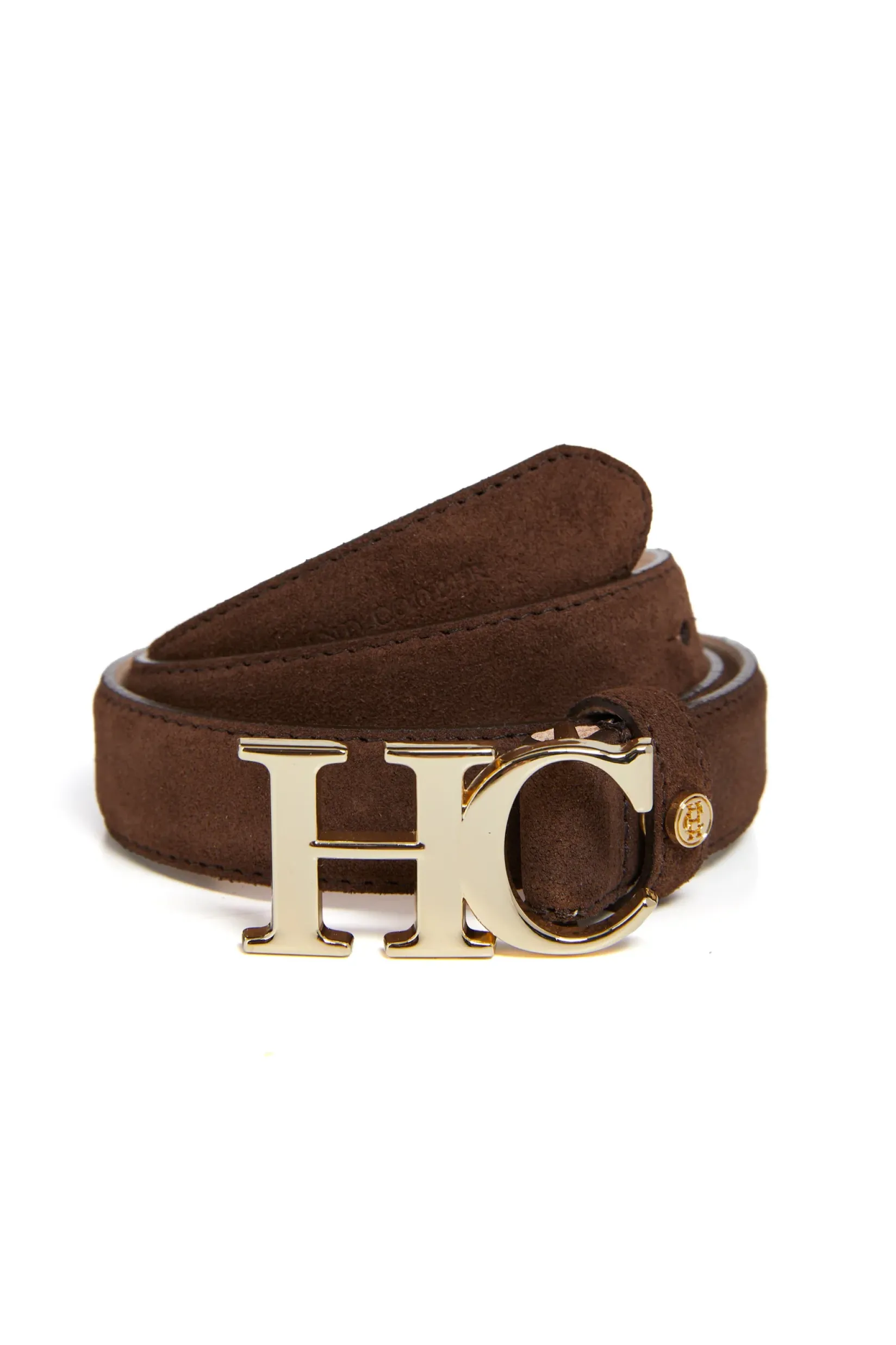 Holland Cooper Belts|Belts-Atelier Slim Logo Belt Chocolate Suede