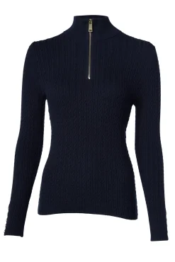 Holland Cooper Knitwear|Shop By Product-Ava Half Zip Knit Ink Navy