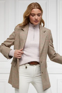 Holland Cooper Knitwear|Seasonal Inspiration-Ava Half Zip Knit Soft Pink