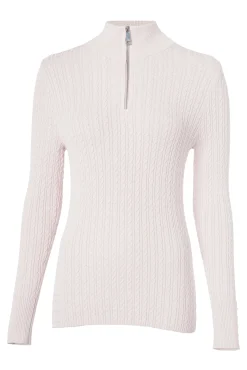 Holland Cooper Knitwear|Seasonal Inspiration-Ava Half Zip Knit Soft Pink