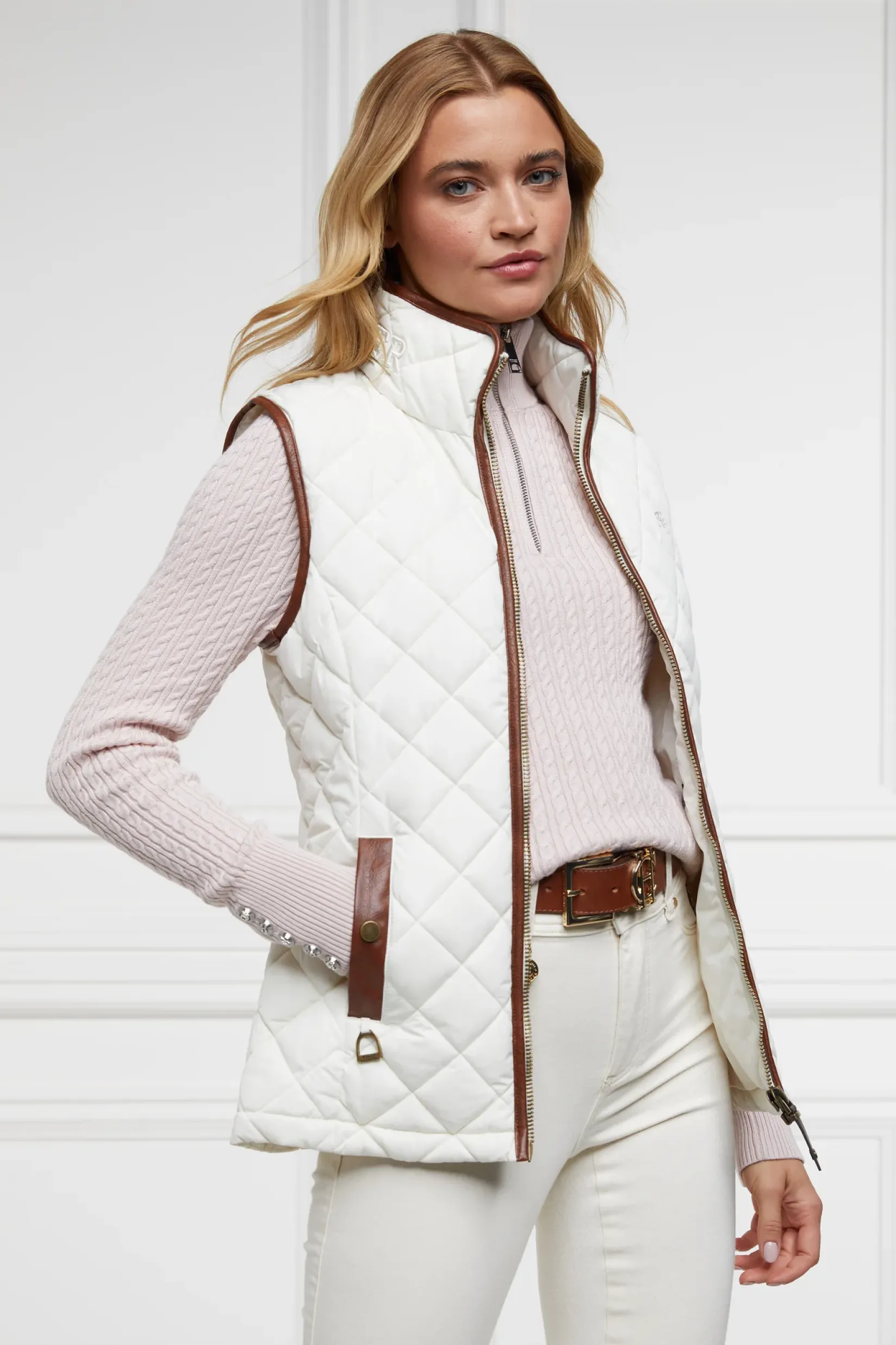 Holland Cooper Knitwear|Seasonal Inspiration-Ava Half Zip Knit Soft Pink