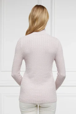 Holland Cooper Knitwear|Seasonal Inspiration-Ava Half Zip Knit Soft Pink