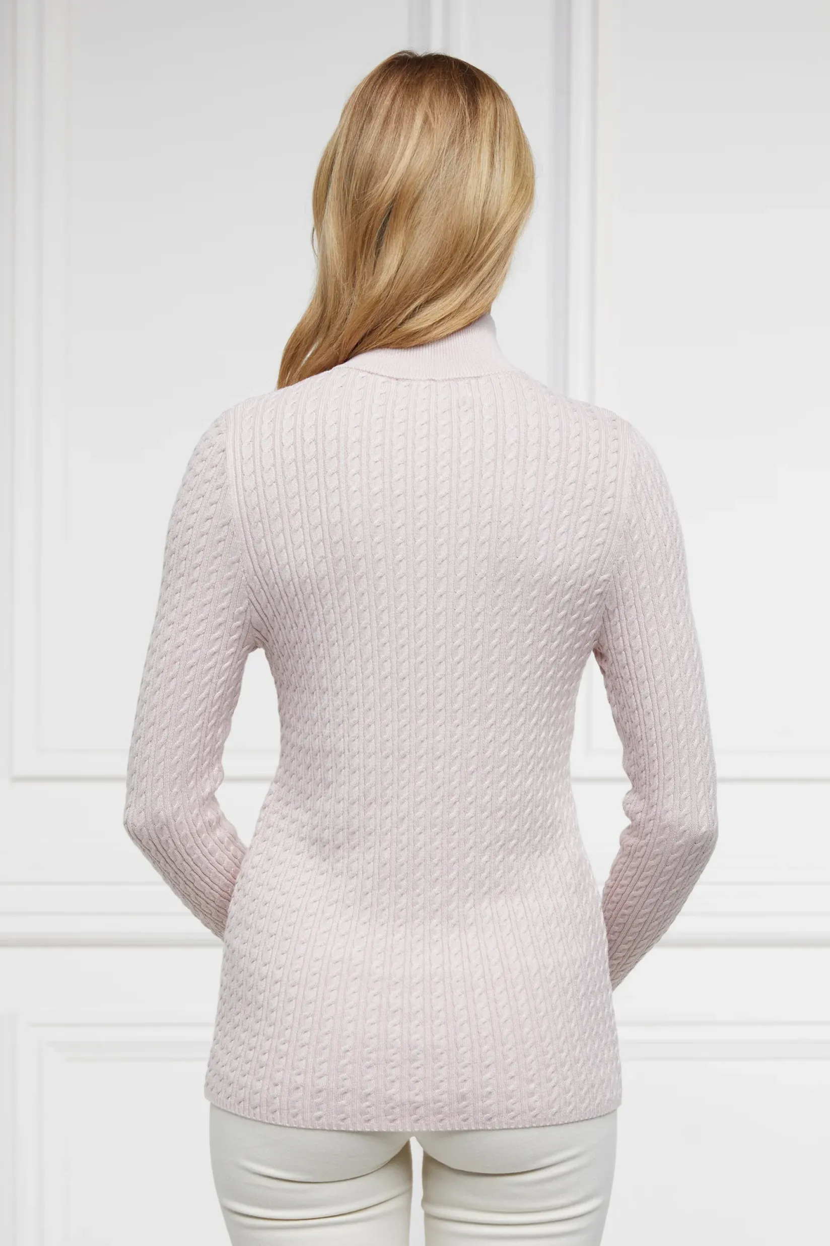 Holland Cooper Knitwear|Seasonal Inspiration-Ava Half Zip Knit Soft Pink