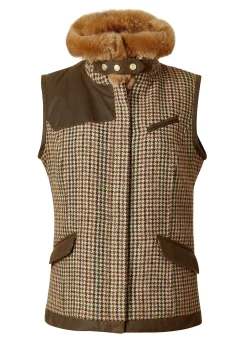 Holland Cooper Gilets-Aviator Gilet Hailes Green Tweed