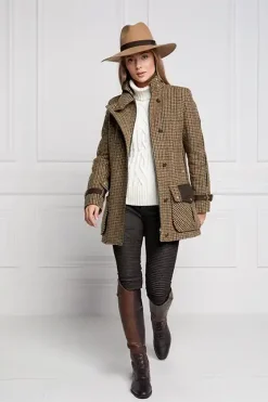 Holland Cooper Coats-Balmoral Field Coat Hailes Green Tweed