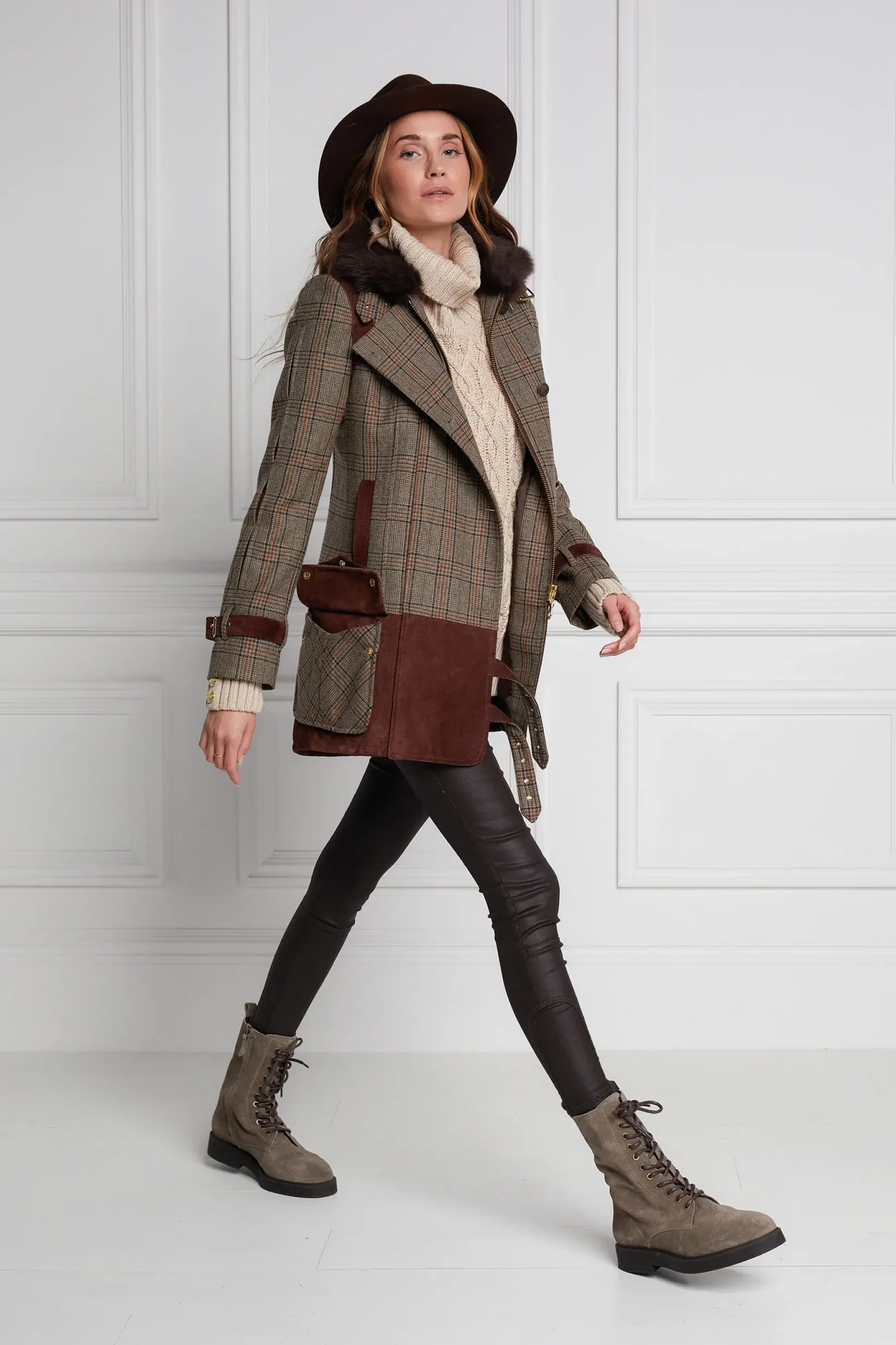 Holland Cooper Jackets-Balmoral Field Jacket Bourbon Tweed