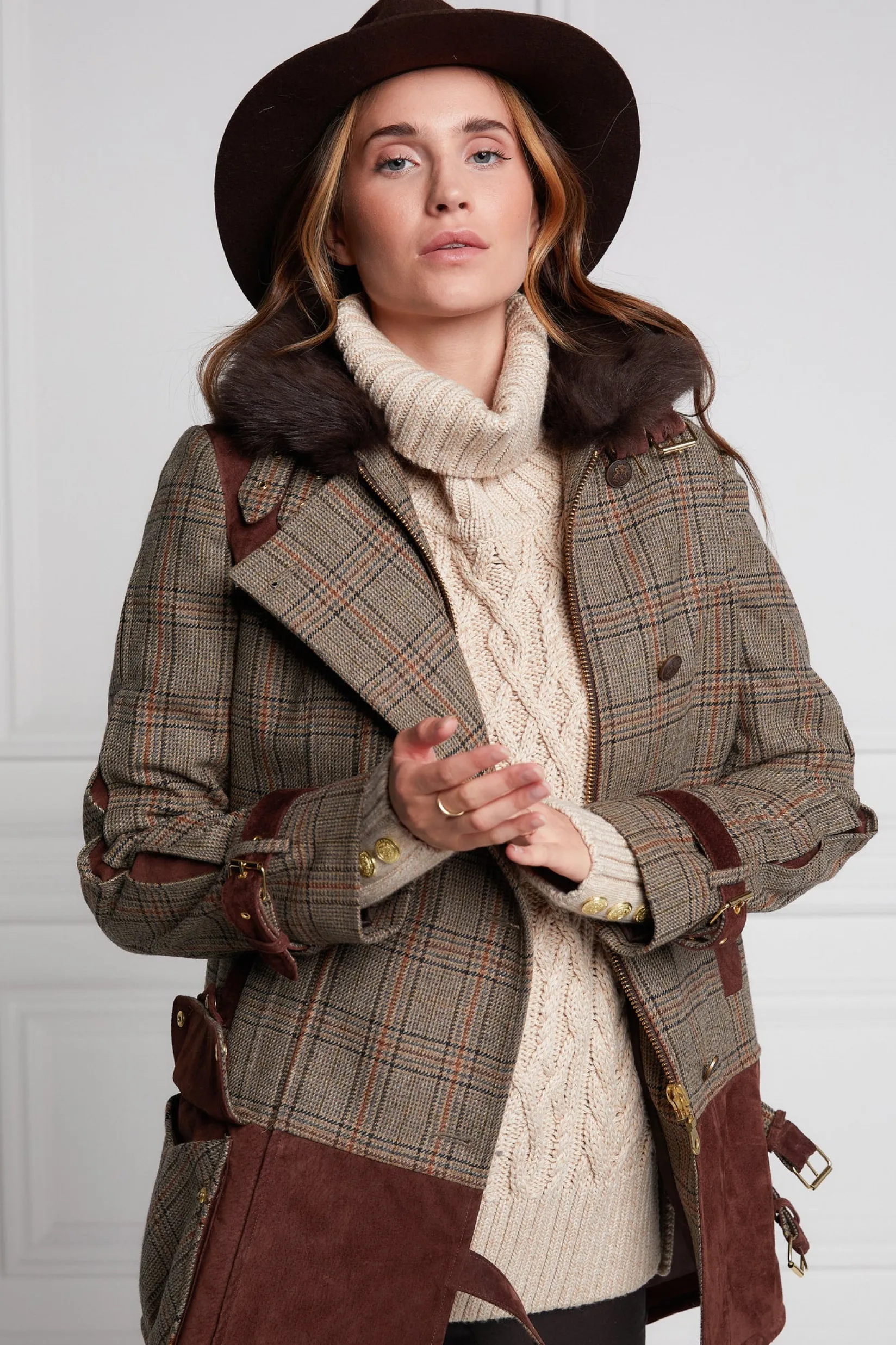Holland Cooper Jackets-Balmoral Field Jacket Bourbon Tweed