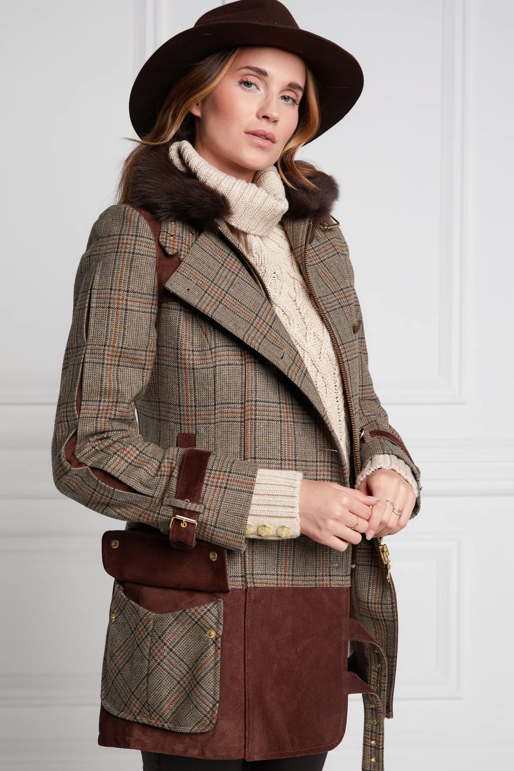 Holland Cooper Jackets-Balmoral Field Jacket Bourbon Tweed