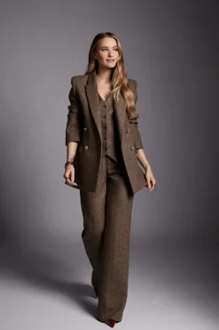 Holland Cooper Blazers|Jackets-Belgravia Blazer Large Scale Brown Herringbone