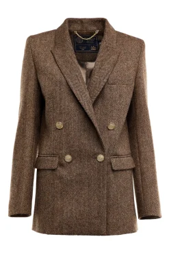 Holland Cooper Blazers|Jackets-Belgravia Blazer Large Scale Brown Herringbone