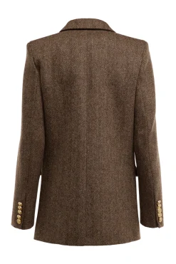 Holland Cooper Blazers|Jackets-Belgravia Blazer Large Scale Brown Herringbone