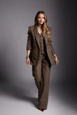 Holland Cooper Blazers|Jackets-Belgravia Blazer Large Scale Brown Herringbone