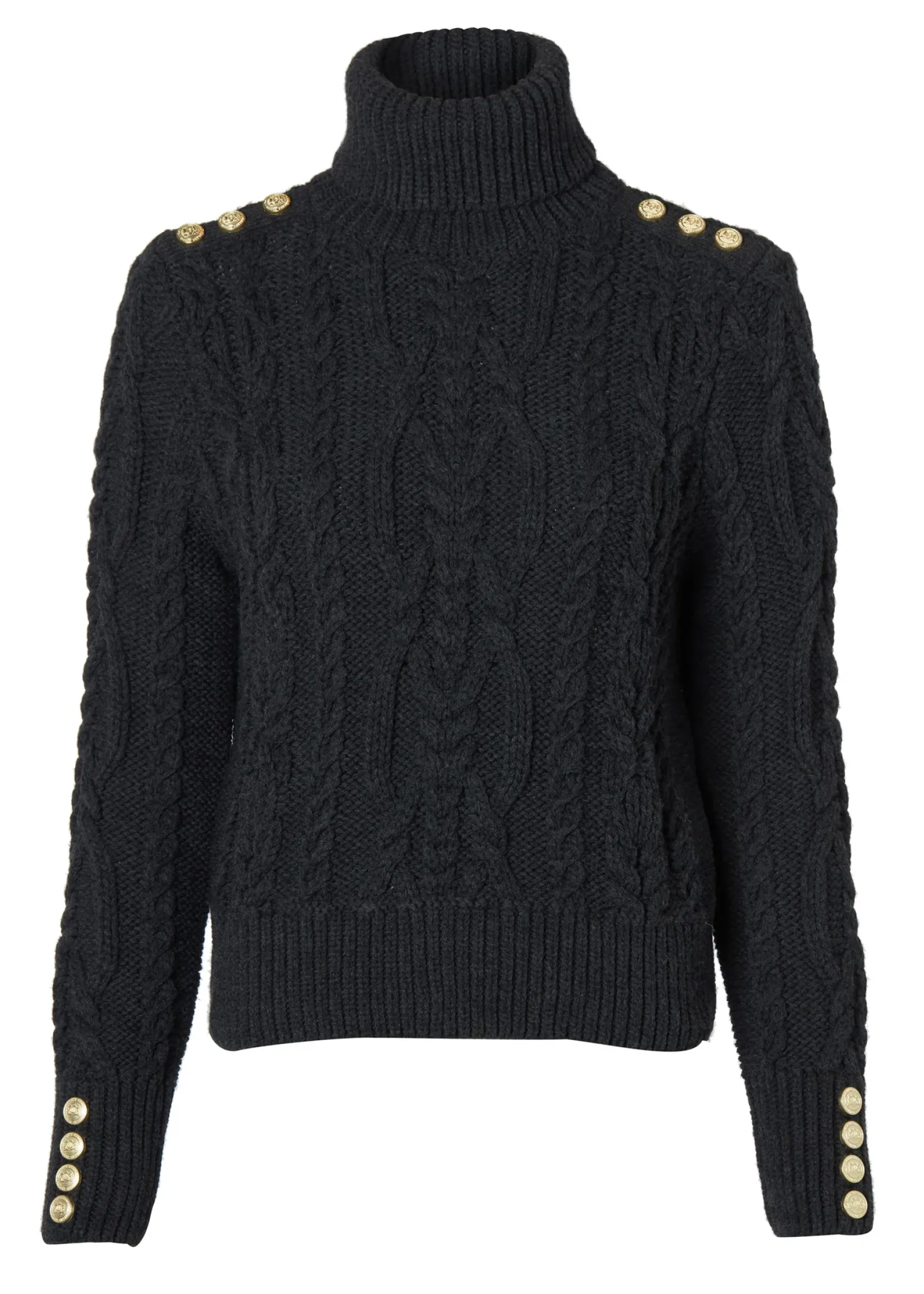 Holland Cooper Knitwear-Belgravia Cable Knit Dark Grey Marl