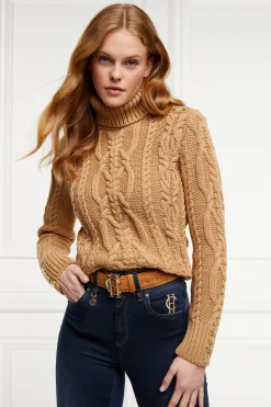 Holland Cooper Knitwear-Belgravia Cable Knit Camel