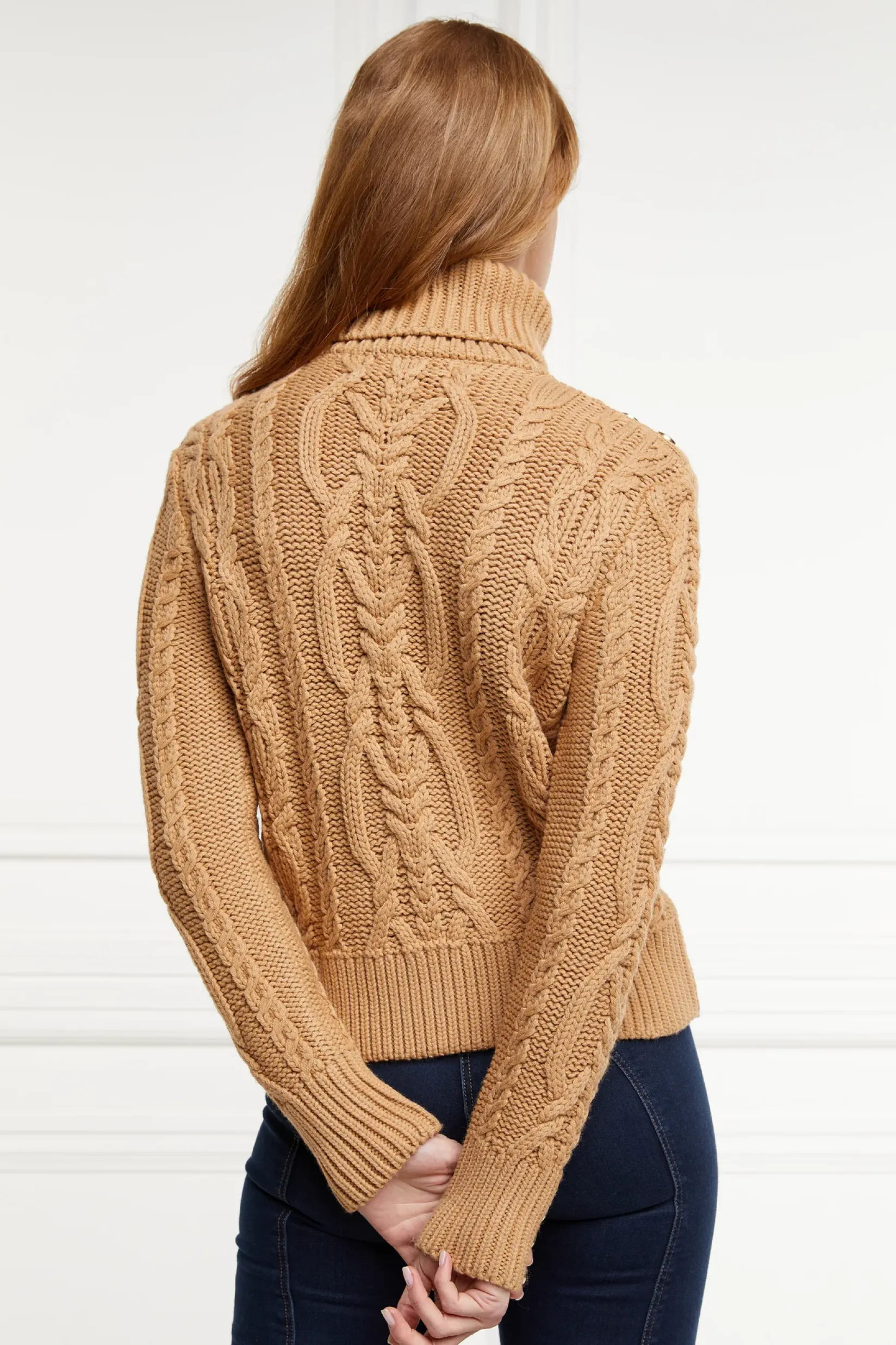 Holland Cooper Knitwear-Belgravia Cable Knit Camel