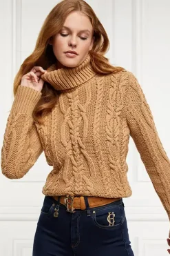 Holland Cooper Knitwear-Belgravia Cable Knit Camel