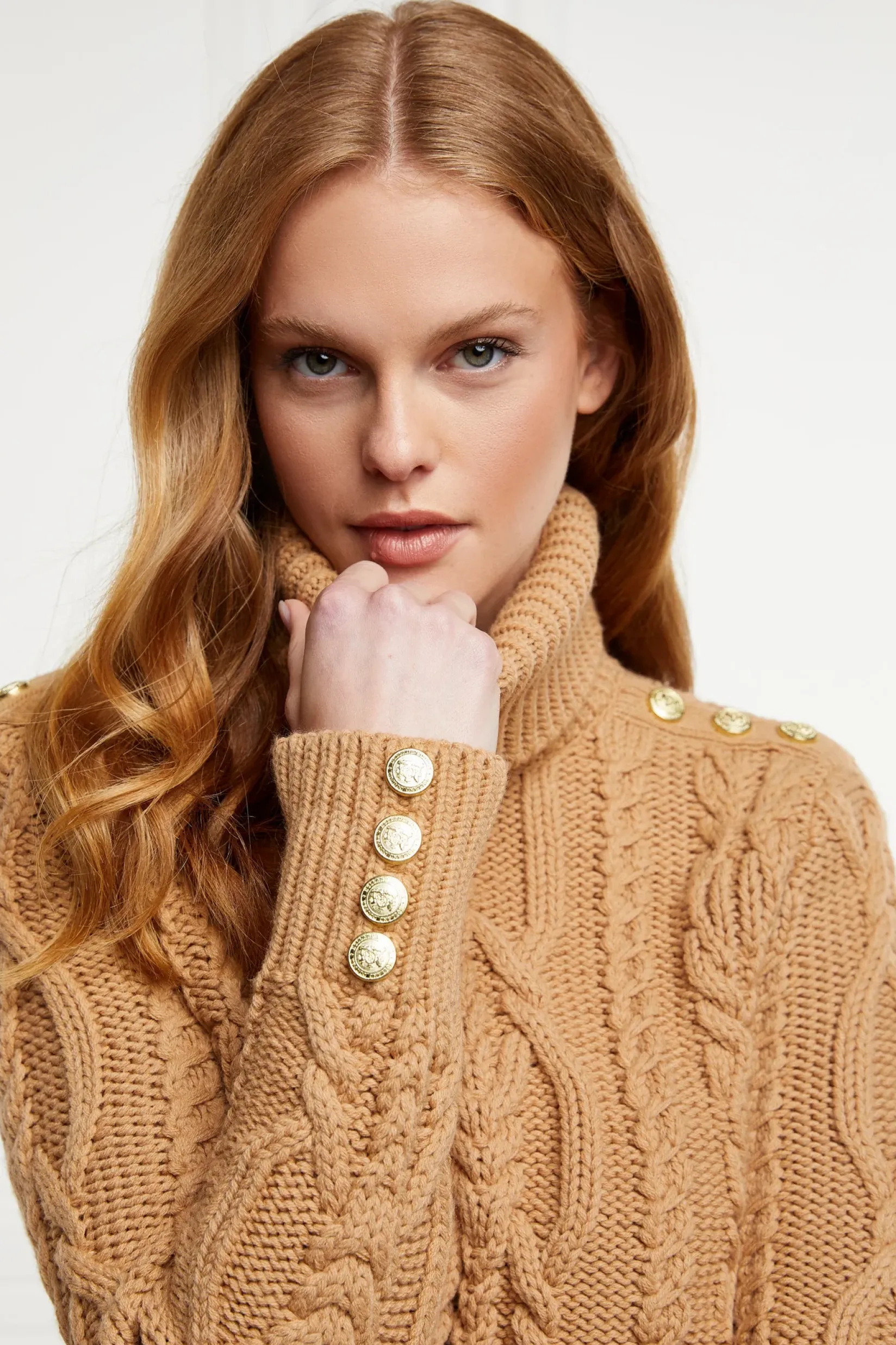 Holland Cooper Knitwear-Belgravia Cable Knit Camel