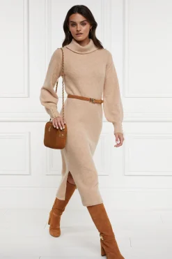 Holland Cooper Gifts For Her|Dresses-Berkeley Roll Neck Dress Camel