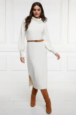 Holland Cooper Gifts For Her|Dresses-Berkeley Roll Neck Dress Natural