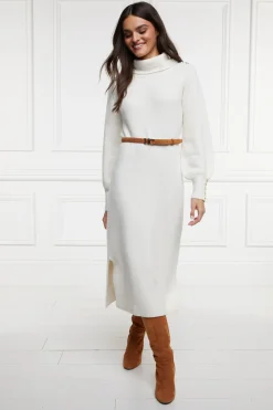 Holland Cooper Gifts For Her|Dresses-Berkeley Roll Neck Dress Natural
