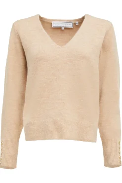 Holland Cooper Knitwear-Berkeley V-Neck Knit Camel