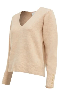 Holland Cooper Knitwear-Berkeley V-Neck Knit Camel