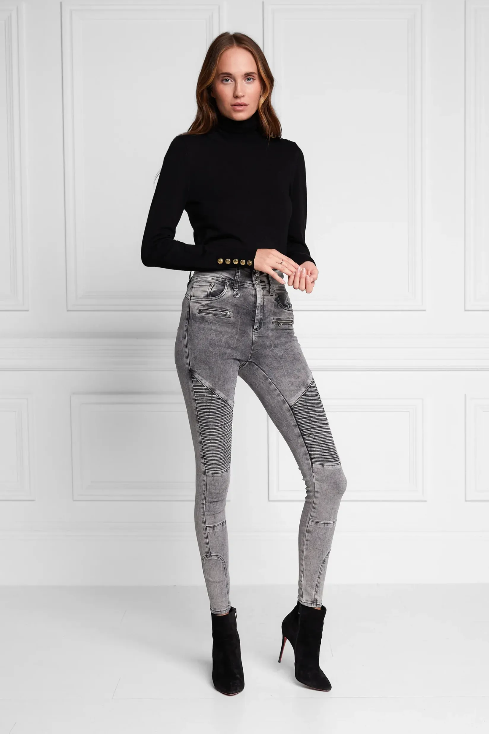 Holland Cooper Jeans-Biker Jean Ash Grey