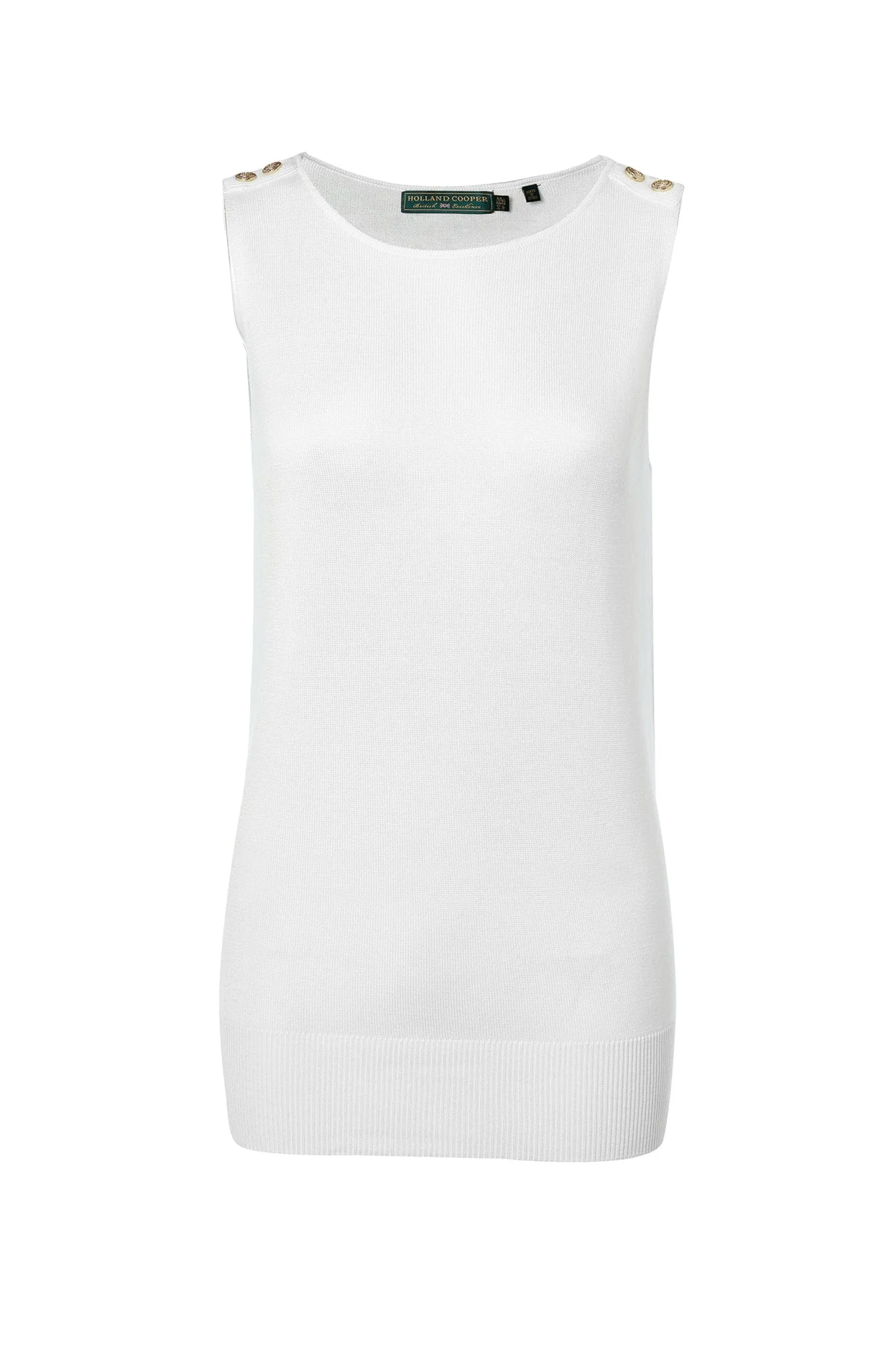 Holland Cooper Tops-Boat Neck Vest Oyster