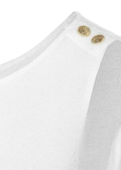 Holland Cooper Tops-Boat Neck Vest Oyster