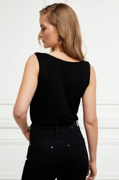 Holland Cooper Tops-Boat Neck Vest Black