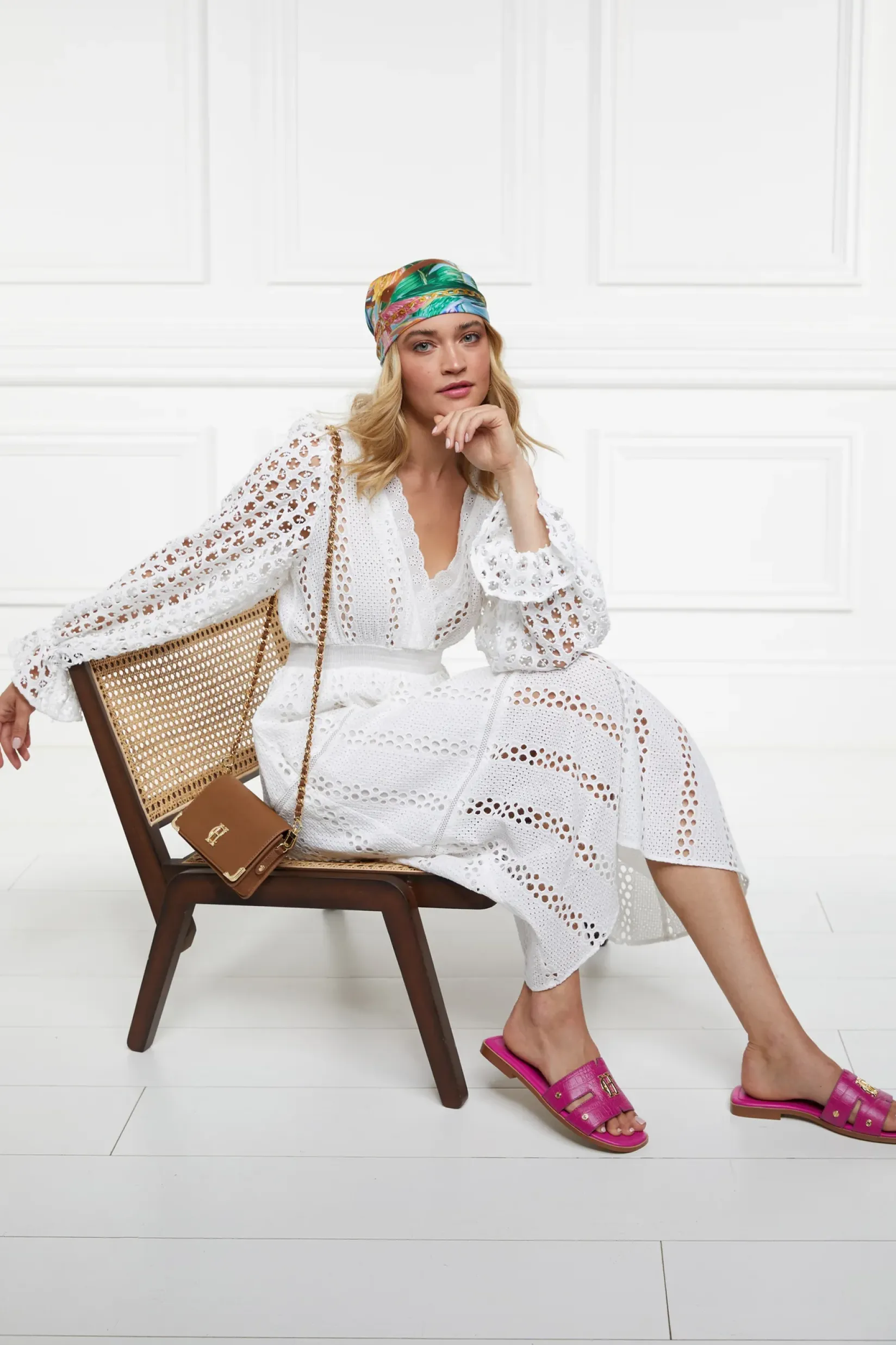 Holland Cooper Dresses|Shop By Product-Broderie Lace V-Neck Midi Dress