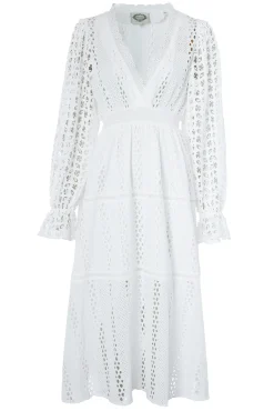 Holland Cooper Dresses|Shop By Product-Broderie Lace V-Neck Midi Dress
