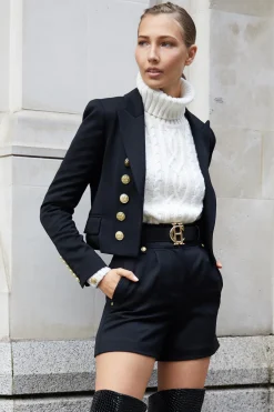 Holland Cooper Blazers|The Date Night Edit-Brompton Jacket Black Barathea