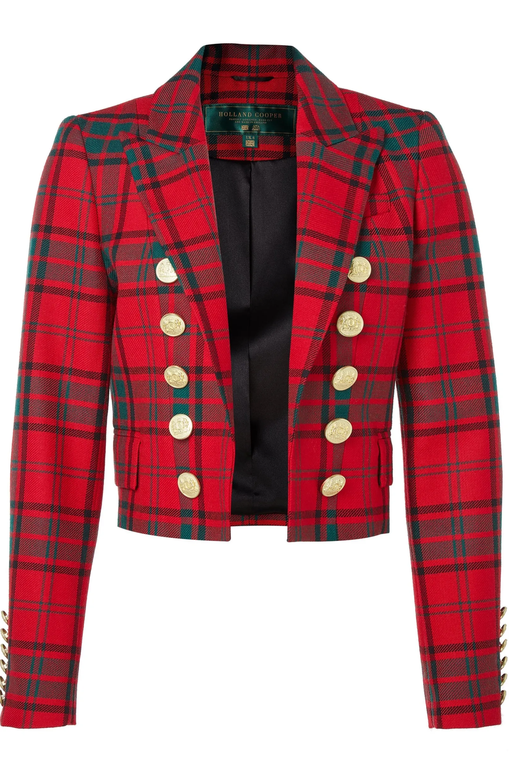 Holland Cooper Blazers|Jackets-Brompton Jacket Red Tartan