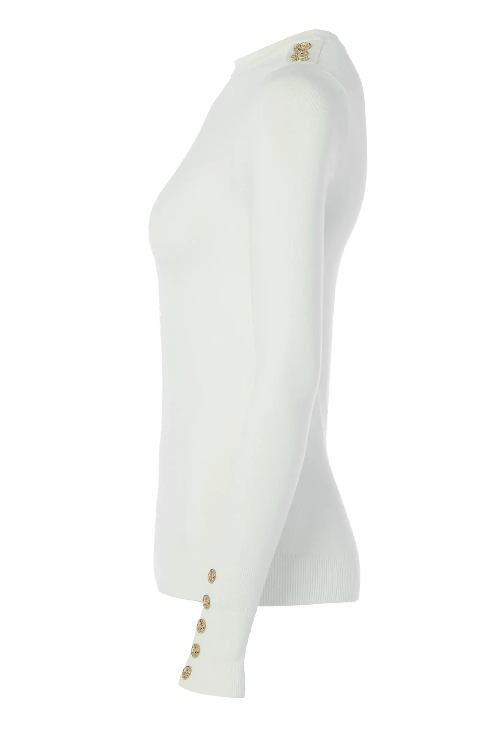 Holland Cooper Knitwear|Wardrobe Staples-Buttoned Knit Crew Neck Cream