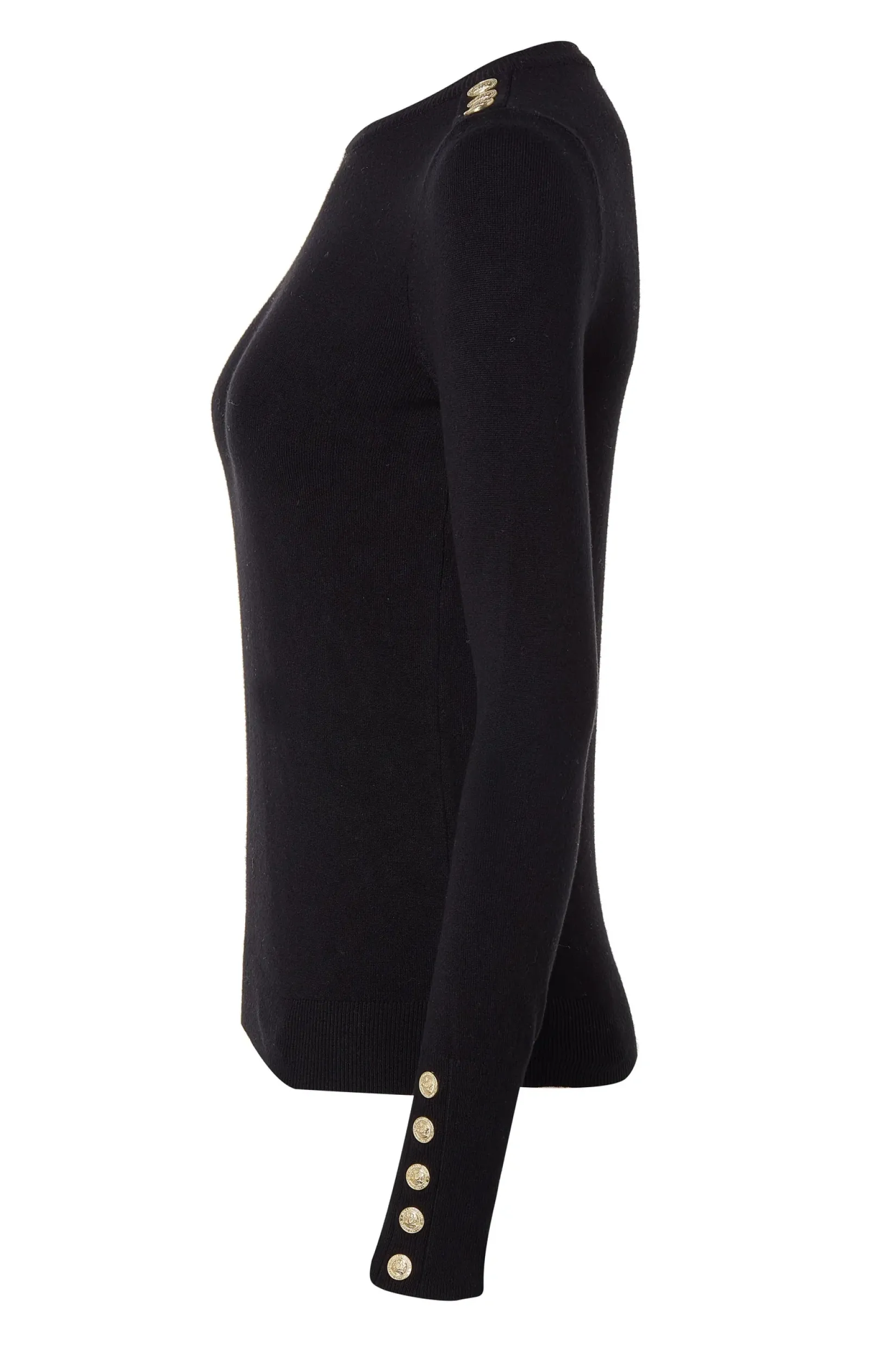 Holland Cooper Knitwear-Buttoned Knit Crew Neck Black
