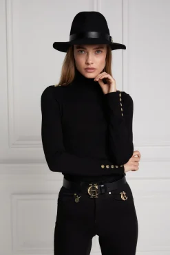Holland Cooper Knitwear|Seasonal Inspiration-Buttoned Knit Roll Neck Black