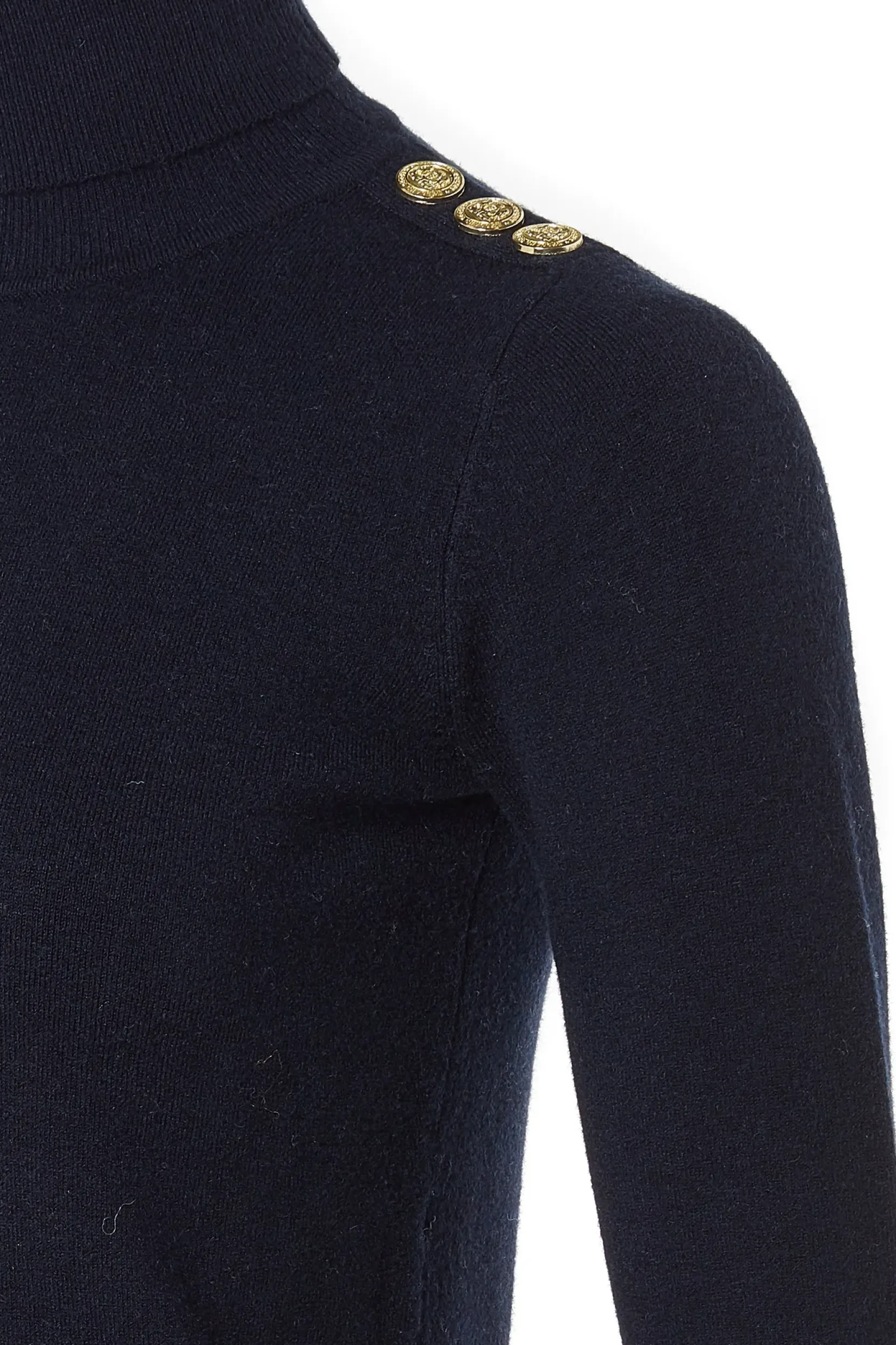 Holland Cooper Knitwear|Wardrobe Staples-Buttoned Knit Roll Neck Ink Navy