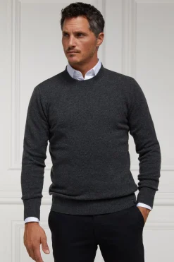 Holland Cooper Gifts For Him|Knitwear-Byron Crew Neck Knit Charcoal