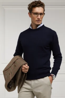 Holland Cooper Gifts For Him|Knitwear-Byron Crew Neck Knit Navy
