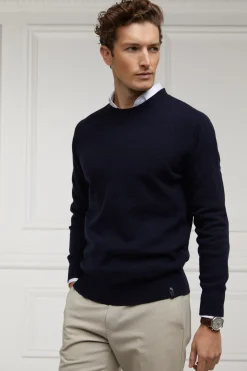 Holland Cooper Gifts For Him|Knitwear-Byron Crew Neck Knit Navy