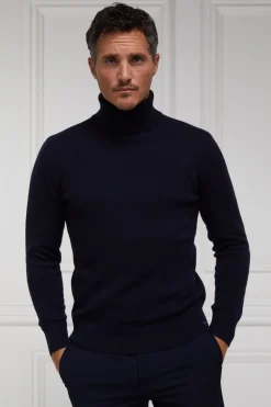 Holland Cooper Shop By Product|Wardrobe Staples-Byron Roll Neck Knit Navy