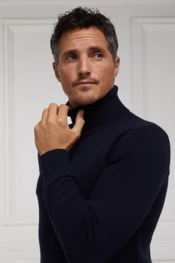 Holland Cooper Shop By Product|Wardrobe Staples-Byron Roll Neck Knit Navy