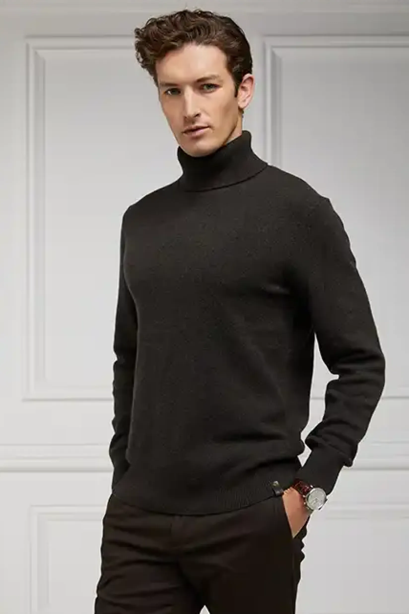 Holland Cooper Knitwear|Shop By Product-Byron Roll Neck Knit Moss